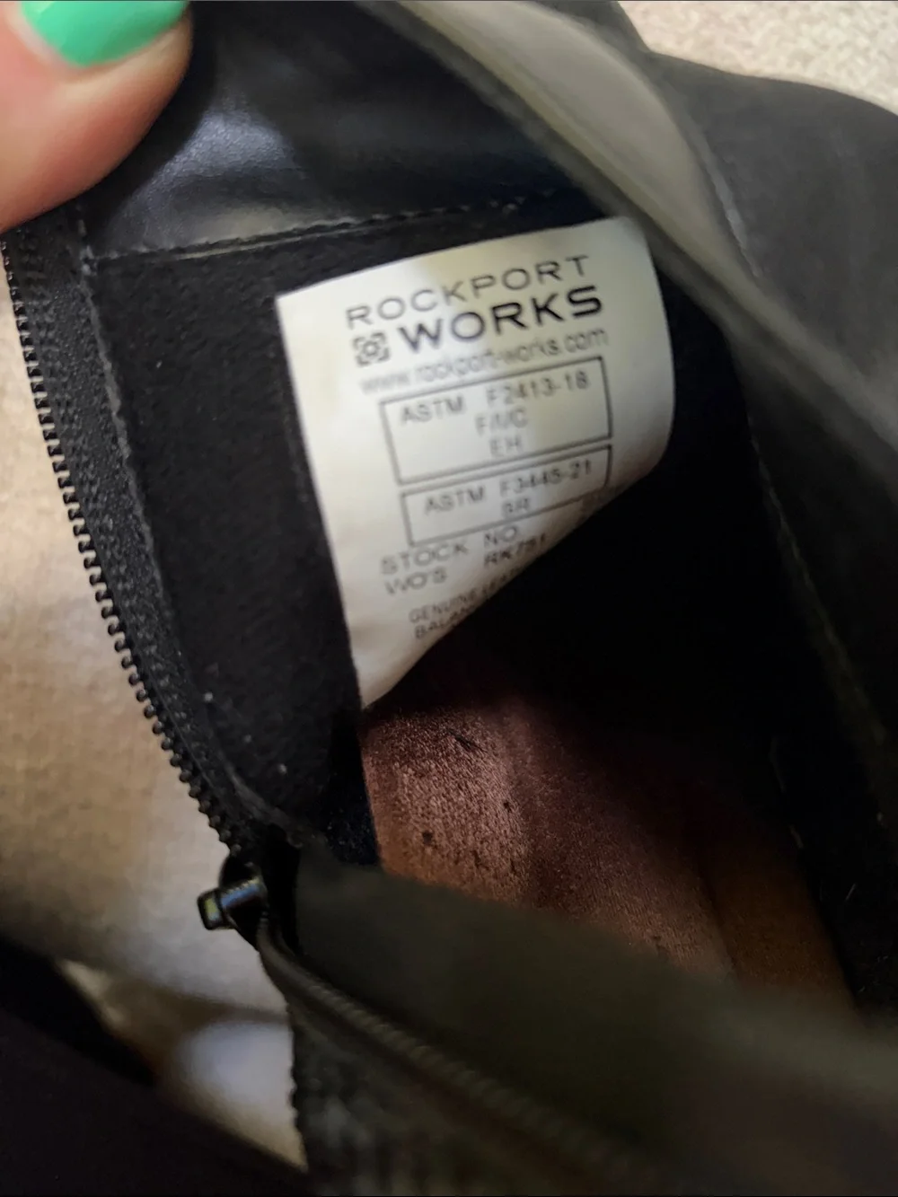 Rockport Black Leather Safety Toe Ankle Booties with Textured Heel